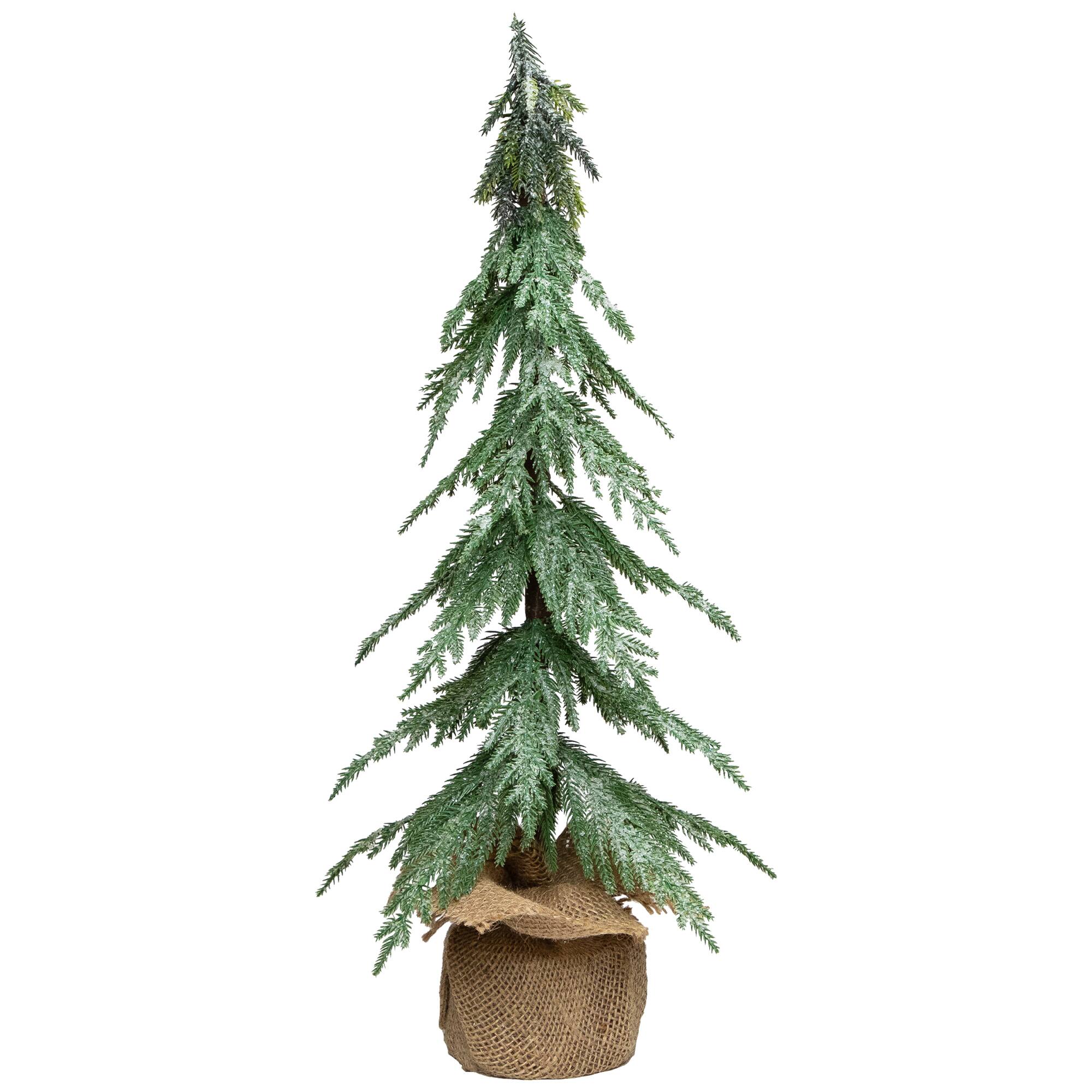 24" Unlit Mini Icy Pine Christmas Tree in Burlap Base